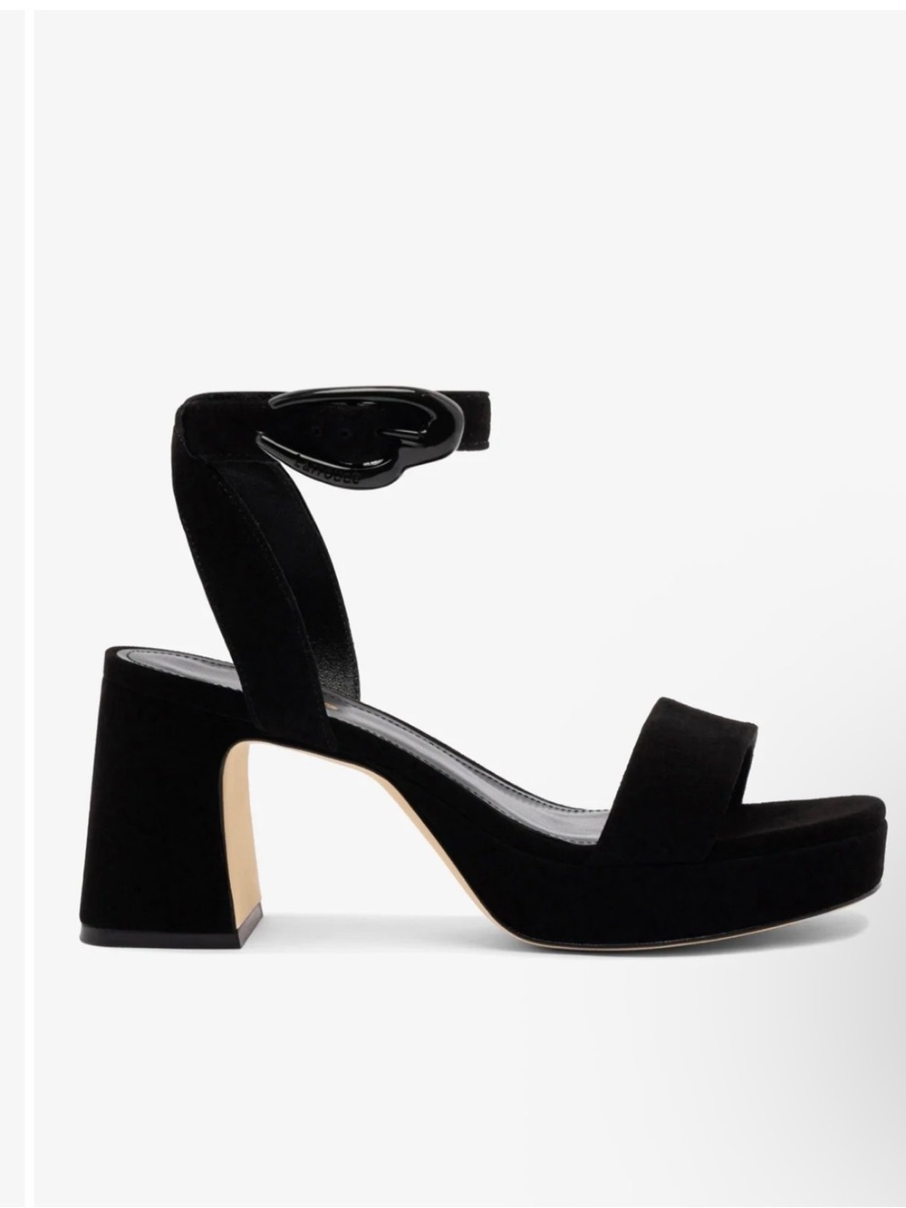 NEW Larroude Black Suede Platform Block Heel Sandal